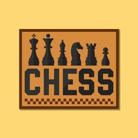 Logo with black text with chess figures with shadow and on background vector