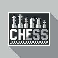 Logo white chess figures with text shadow on white background vector