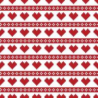 Seamless pattern red pixel hearts with patterns vector