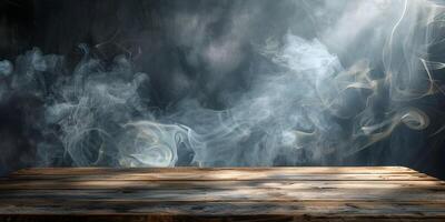 Aromatic Smoke on a Rustic Table Background photo