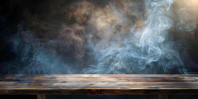 Aromatic Smoke on a Rustic Table Background photo