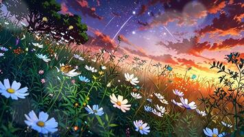 A serene forest scene with glowing flowers. The ethereal light and vibrant colors create a magical, tranquil atmosphere. Perfect for a fantasy or nature-themed setting. video