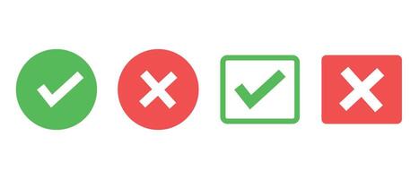 Icons of checkmarks and crosses. Yes or no checkbox. vector