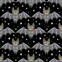 Whimsical Bat Pattern Design Ideal for Bringing a Unique Touch to Your Halloween Decor. Seamless pattern for wallpaper, fabric, wrapping, background. vector