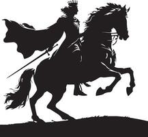 Royal King on Horse Silhouette Iconic Design on White Background vector