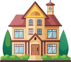 Flat design and colorful houses and green tree vector