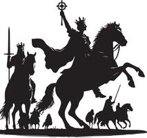 King on Horse Silhouette Royalty-Inspired Design on White Background vector