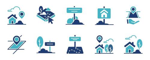 asset property commerce icon set house and land real estate market location illustration for web and app vector