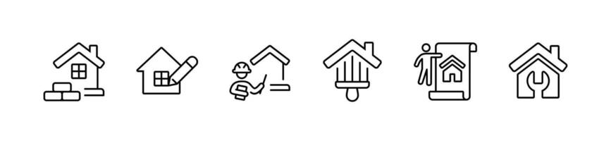 simple set of house renovation construction icon home and building property fix repair symbol illustration outline design for web and app vector