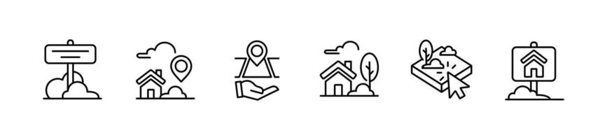 Collection of property asset commerce icon set house and land real estate market location illustration for web and app vector
