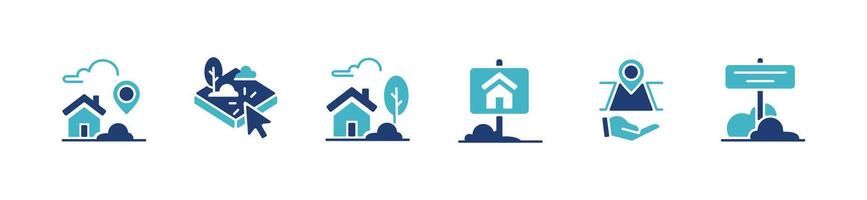 Set of house land property icon set real estate asset location line illustration property business market symbol design for web and app vector