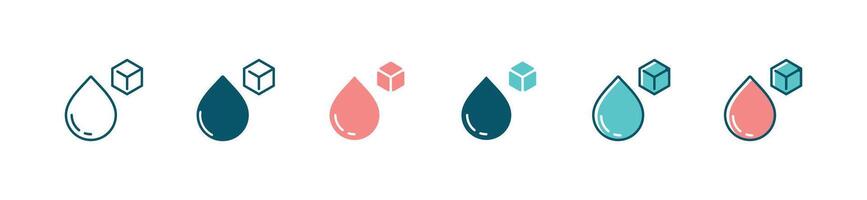 simple, dropped blood with sugar cube icon set diabetes glucose disease sign illustration for web and app vector