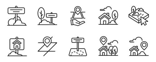 House land property icon set real estate field area asset location line illustration housing for sale business market symbol design for web and app vector
