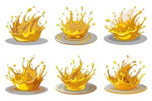 Illustration of a set of gold splashes on a white background. vector