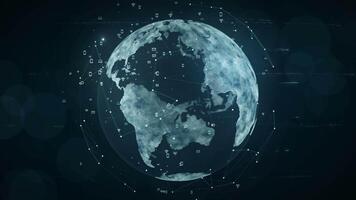 Growing global network and data connections concept.Scientific technology data network surrounding global connectivity. video