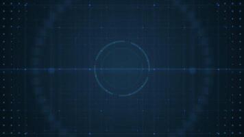Technological future user interface hud with spinning circles on dark blue background .Technology background concept. video