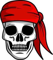 Pirate skull with a red bandana, Halloween themed illustration isolated on a white background vector