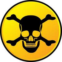 Skull and crossbones in a yellow button, warning, danger or hazard concept vector