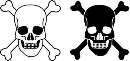 Skull and crossbones black and white isolated on a white background vector