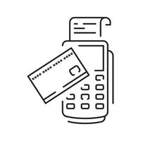 Pos Terminal Payment line icon with Credit Card and Check vector