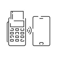 Pos Terminal Payment line icon with Credit Card and Check vector