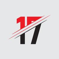 Unique 17 Number Logo Design vector