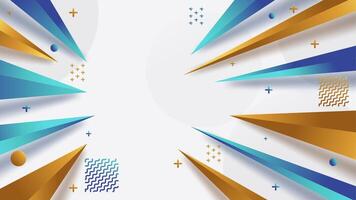 Blue Gold Modern Graphic Element with Abstract Geometric Shapes. Gradient Luxury Background. Design Element For Web Banners, Posters vector