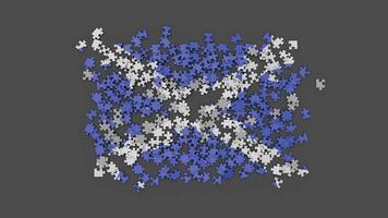 3D Scotland flag assembled from a puzzle. With Alpha Channel. video