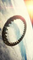 UFO Spaceship Hovering in the sky elements furnished by NASA, vertical video