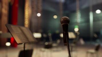 une microphone cette est séance dans de face de une microphone video