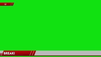 quebra notícia com mais baixo terceiro em uma verde tela fundo Incluindo em branco texto caixa e desatado looping dentro vermelho. 4k animação do moderno cabo televisão notícia transmissão. 4k video