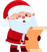 Cute Santa Claus Cartoon Character Reading A Paper Scroll vector