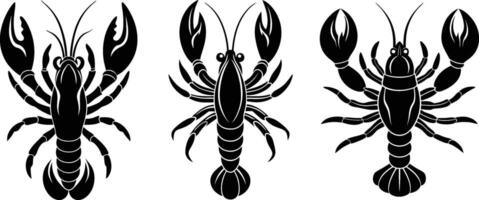 Lobster silhouette image set, design elements, graphics resource vector