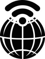 A Wi-Fi signal icon that also resembles a planet with orbiting rings, symbolizing digital communication across the globe. vector