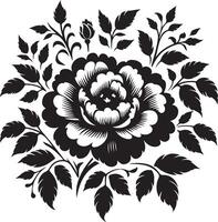Silhouette image of a flower with leaves vector