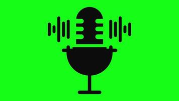 Podcast, Audio Microphone Symbol Icon Animation on Green Background video