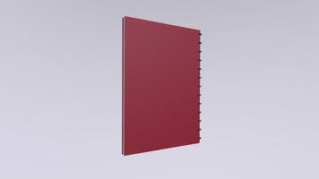 simples vermelho caderno Projeto mostruário dentro 3d com rotativo Visão para criatividade entusiastas video