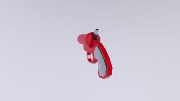 3D model of a red toy gun rotating against a white background for animation purposes video
