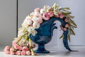 A Beautiful flower vase on the table photo
