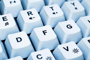 Close up photo of keyboard keys. Macro photo computer keyboard with white color.