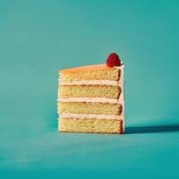 Single Slice of Cake Topped with a Raspberry photo