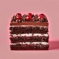 Chocolate Cake with Cherries and Cream photo