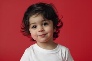 Portrait of a Smiling Young Child with Dark Hair photo