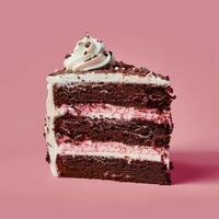A Slice of Chocolate Cake with Whipped Cream and Sprinkles photo