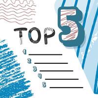 Top 5 list blank. template dsign. vector