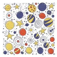 Space objects and symbols set. illustration vector