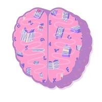 Reading concept. brain with books decoration. vector