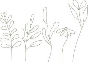 Set of minimalistic flowers, hand drawn, minimalistic elements for decoration vector