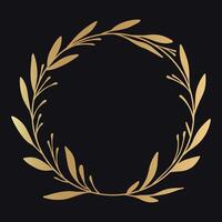 Fancy Gold frame made of plant elements, Elegant circle frame vector