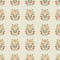 a pattern with flowers and leaves on a beige background vector